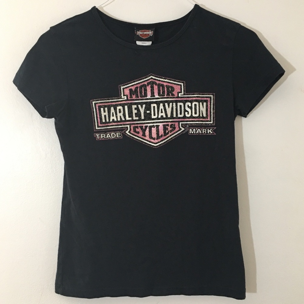 Harley Davidson Black and Pink Graphic Tee